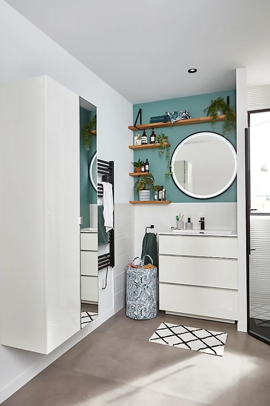 MPGlass Miroir de salle de bains lumineux LED noir rond Ø80, Naos Black* Miroir Lumineux