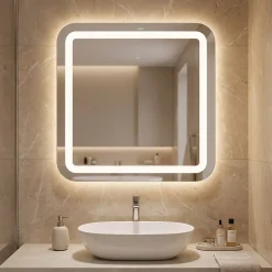 Cooke & Lewis Miroir de salle de bains lumineux LED 60 x 60 cm, Charlestown