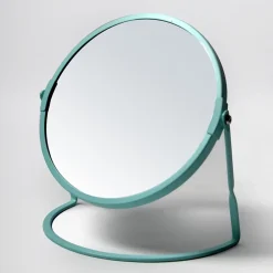 Spirella Miroir de salle de bains grossissant inclinable en métal, bleu aqua, l.18 x H.20 x P.10,5 cm, Akira Aqua