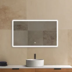 MPGlass Miroir de salle de bains lumineux LED rectangulaire l. 120 x H. 70 cm Bishop 2* Miroir Lumineux