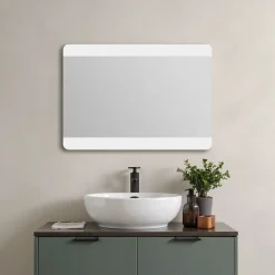 MPGlass Miroir de salle de bains lumineux LED, argenté l.100 x H.70 cm, Vague