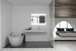 MPGlass Miroir de salle de bains lumineux LED, argenté l.100 x H.70 cm, Vague