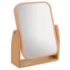 MSV Miroir de salle de bains grossissant inclinable, corail et bambou, l.16,3 x H.10,5 x P.5,5 cm, Oslo