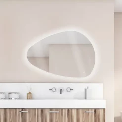 MPGlass Miroir de salle de bains lumineux LED, l.70 x H.100 cm, argenté, Stone