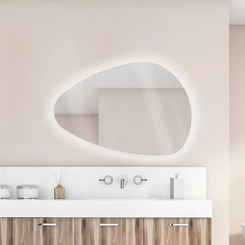 MPGlass Miroir de salle de bains lumineux LED, l.70 x H.100 cm, argenté, Stone