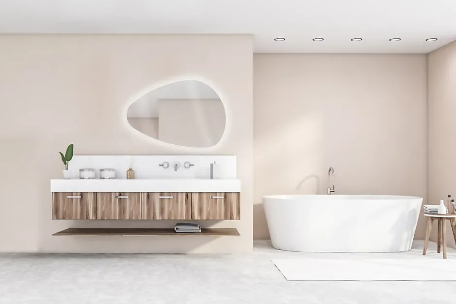 MPGlass Miroir de salle de bains lumineux LED, l.70 x H.100 cm, argenté, Stone
