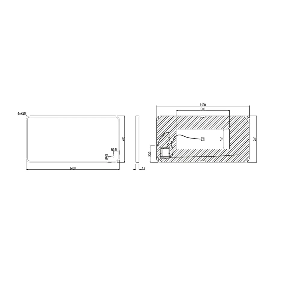 MPGlass Miroir de salle de bains lumineux LED noir 70 x 140 cm, Lyon Chic* Miroir Lumineux