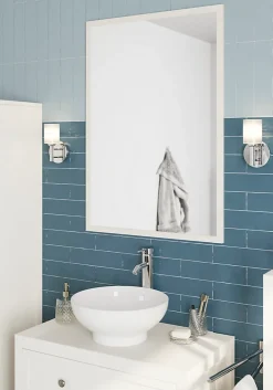 GoodHome Miroir de salle de bains blanc mat L.100 x l.70 x ép.1,6 cm, Perma* Miroir Simple