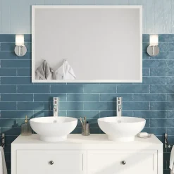 GoodHome Miroir de salle de bains blanc mat L.100 x l.70 x ép.1,6 cm, Perma* Miroir Simple
