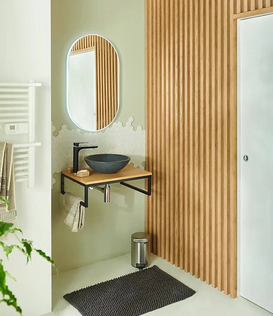 MPGlass Miroir de salle de bains lumineux LED ovale, 84 x 50 cm, Phoenix