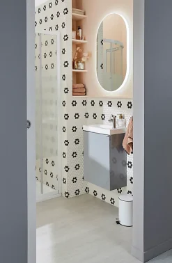 MPGlass Miroir de salle de bains lumineux LED ovale, 84 x 50 cm, Phoenix