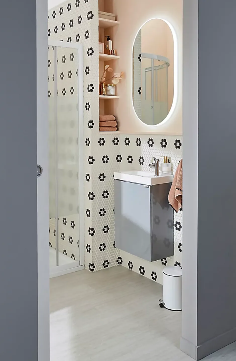 MPGlass Miroir de salle de bains lumineux LED ovale, 84 x 50 cm, Phoenix