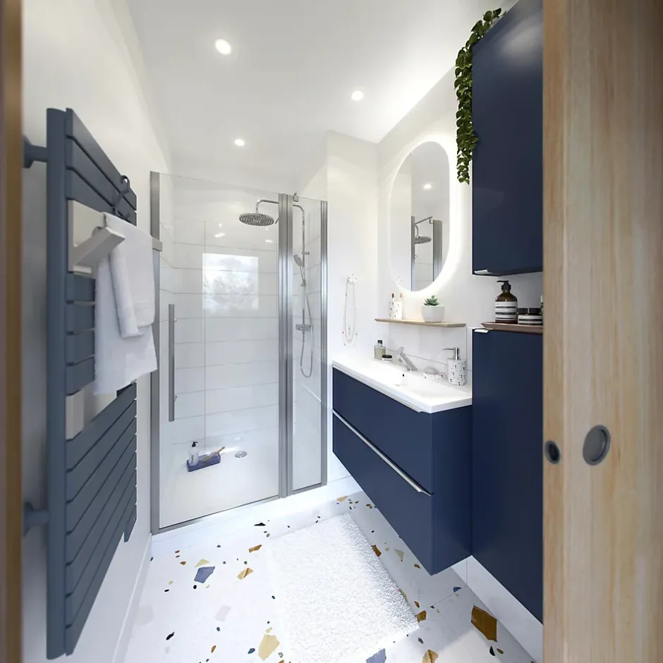 MPGlass Miroir de salle de bains lumineux LED ovale, 84 x 50 cm, Phoenix