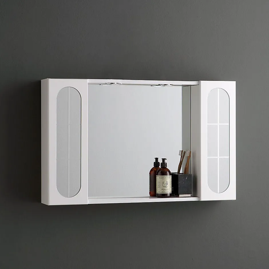 Kiamami Valentina Miroir De Salle De Bains Inglesina Avec Deux Éléments Muraux Latéraux Et Spots Led Intégrés