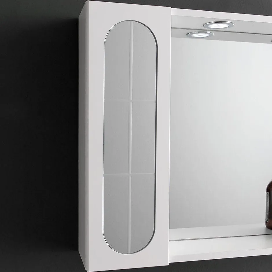 Kiamami Valentina Miroir De Salle De Bains Inglesina Avec Deux Éléments Muraux Latéraux Et Spots Led Intégrés