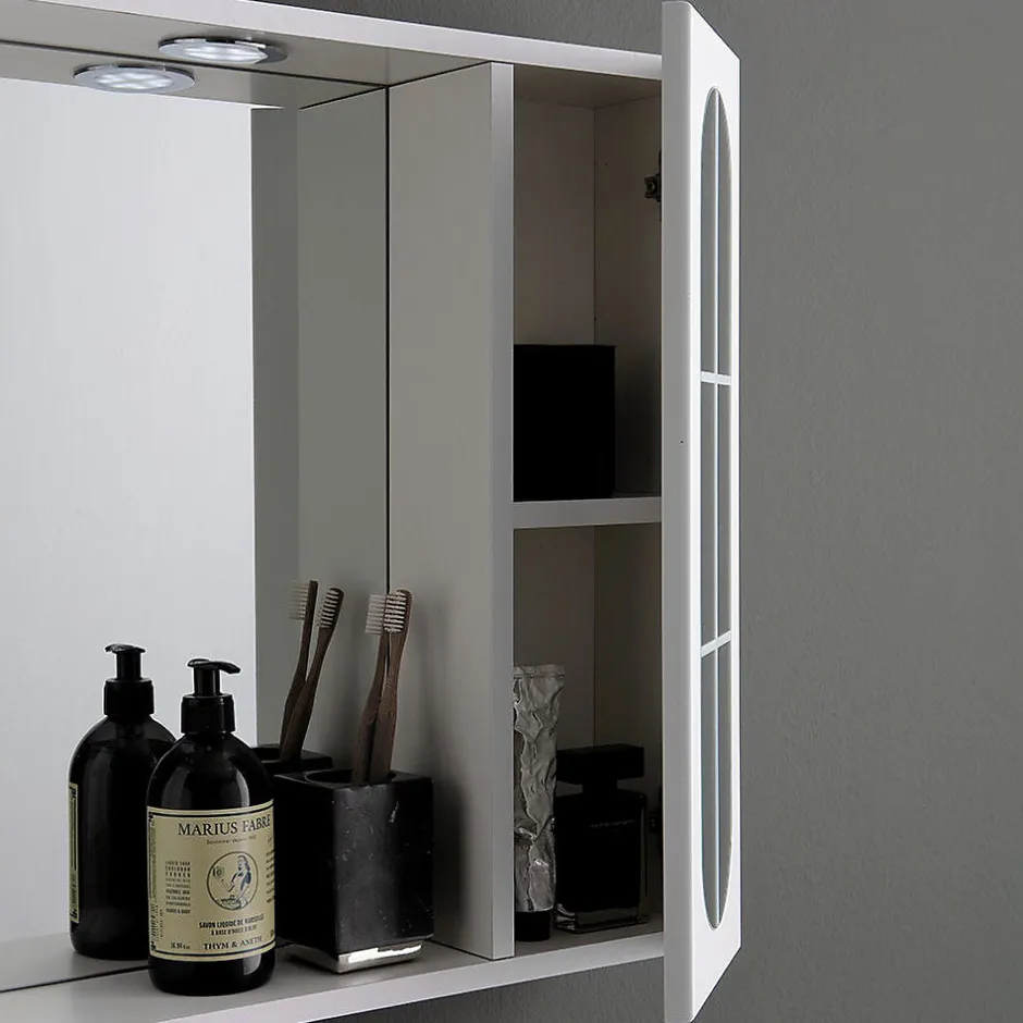Kiamami Valentina Miroir De Salle De Bains Inglesina Avec Deux Éléments Muraux Latéraux Et Spots Led Intégrés