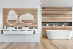 MPGlass Miroir de salle de bains lumineux LED 55 x 80 cm, argenté, Stone