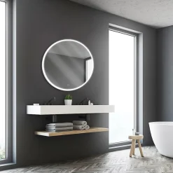 MPGlass Miroir de salle de bains lumineux LED rond Ø80 cm, argenté, Bishop