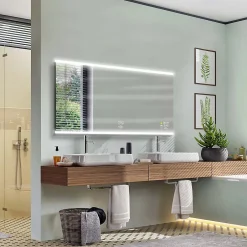 MPGlass Miroir de salle de bains lumineux LED connecté 70 x 120 cm, argenté, BroadWay* Miroir Lumineux