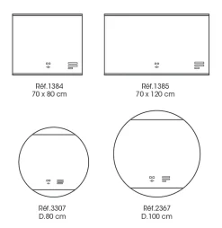 MPGlass Miroir de salle de bains lumineux LED connecté 70 x 120 cm, argenté, BroadWay* Miroir Lumineux