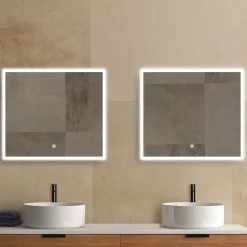 MPGlass Miroir de salle de bains lumineux LED rectangulaire l. 80 x H. 70 cm Bishop 2