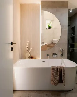 Tulup Miroir demi-rond suspendu 30 x 60 cm pour salle de bain mural 1 pièce