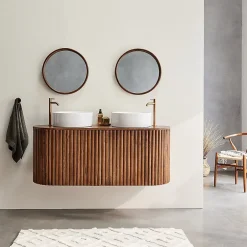 Berah Getah Miroir en mindi massif finition noyer 50 cm* Miroir Simple