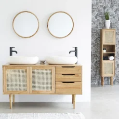Berah Getah Miroir en mindi massif rond 50 cm* Miroir Simple