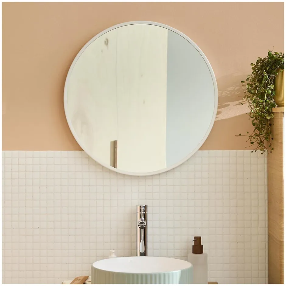 Mob-In Miroir en métal rond D60cm EMA Blanc