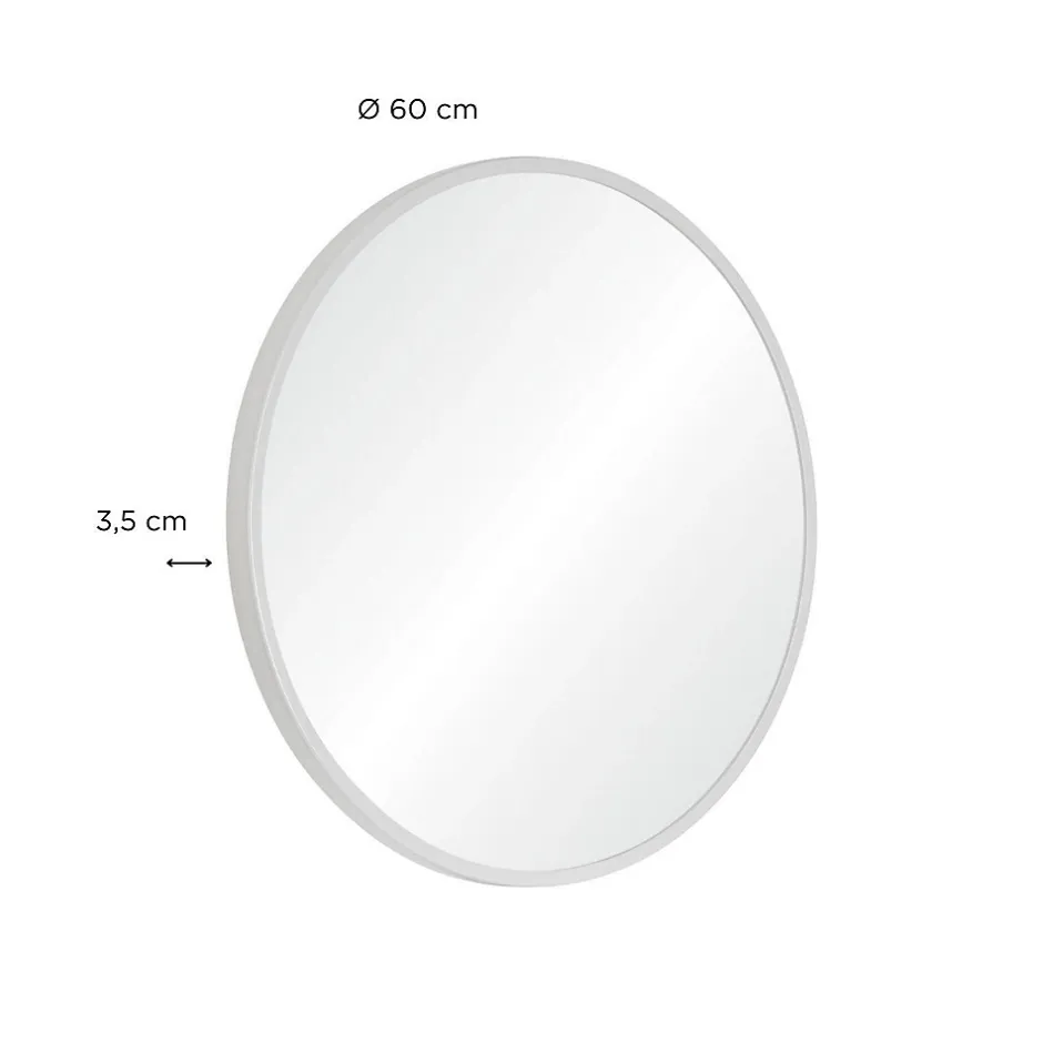 Mob-In Miroir en métal rond D60cm EMA Blanc