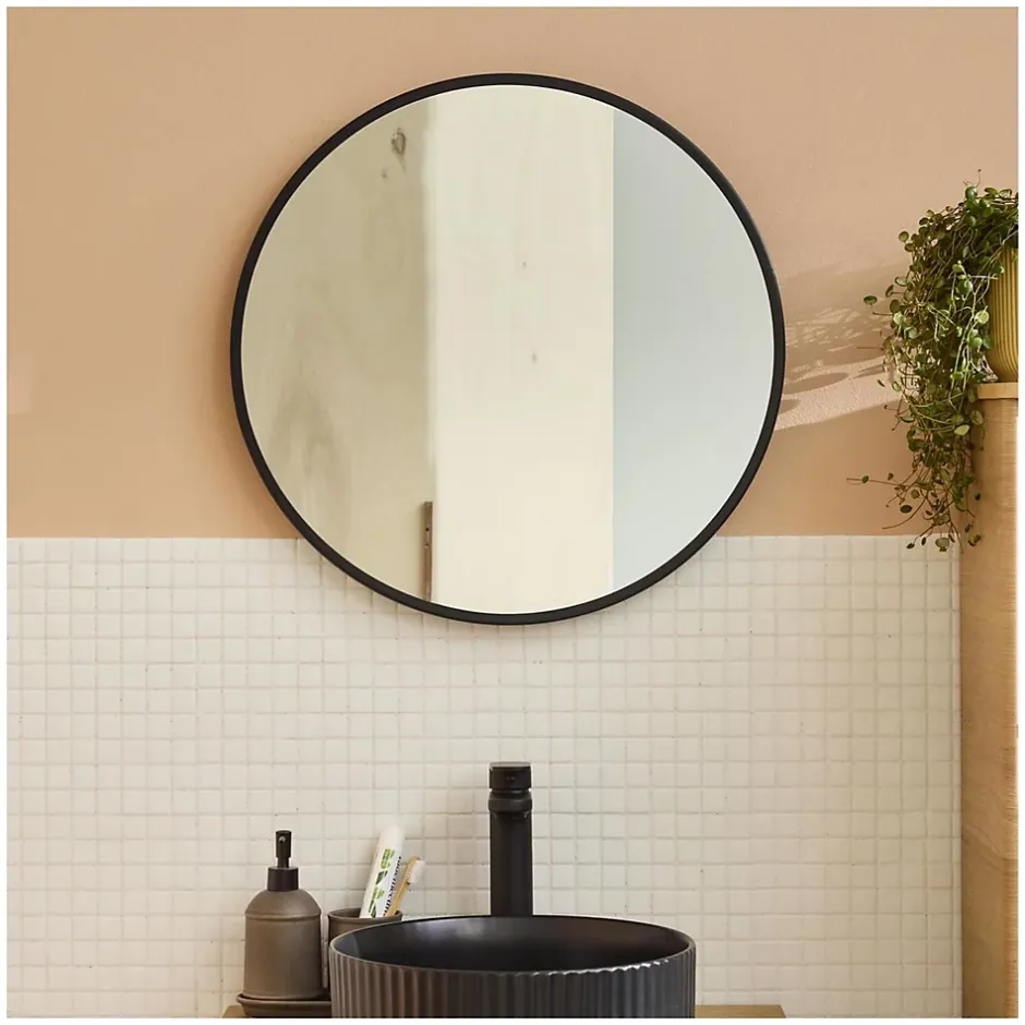 Mob-In Miroir en métal rond D60cm EMA Noir* Miroir Simple