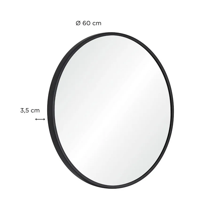 Mob-In Miroir en métal rond D60cm EMA Noir* Miroir Simple