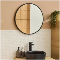 Mob-In Miroir en métal rond D60cm EMA Noir* Miroir Simple