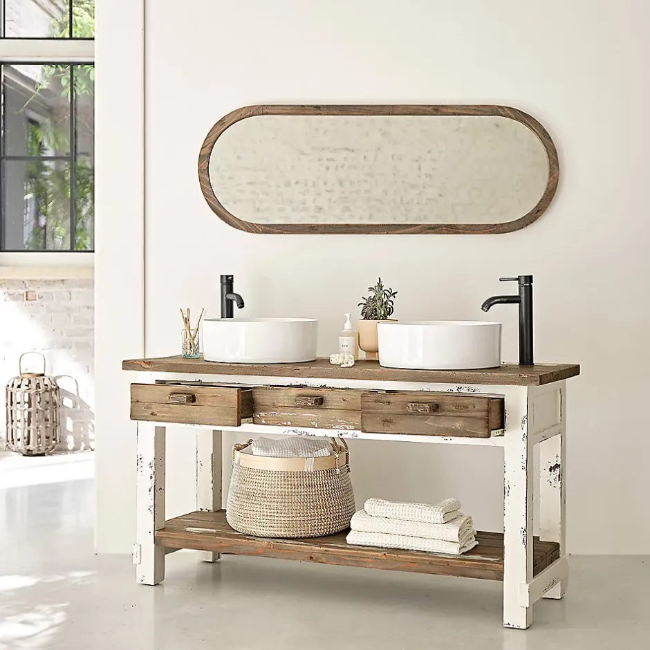 Berah Getah Miroir en pin recyclé massif ovale* Miroir Simple