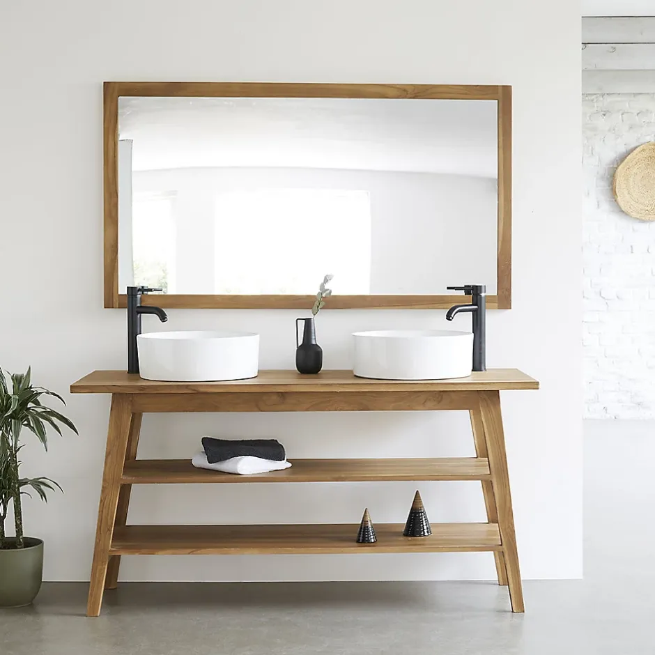 Berah Getah Miroir en teck massif rectangulaire 145x80 cm* Miroir Simple