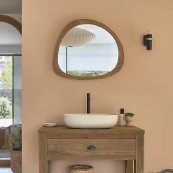 Berah Getah Miroir en teck massif recyclé 70x60 cm* Miroir Simple