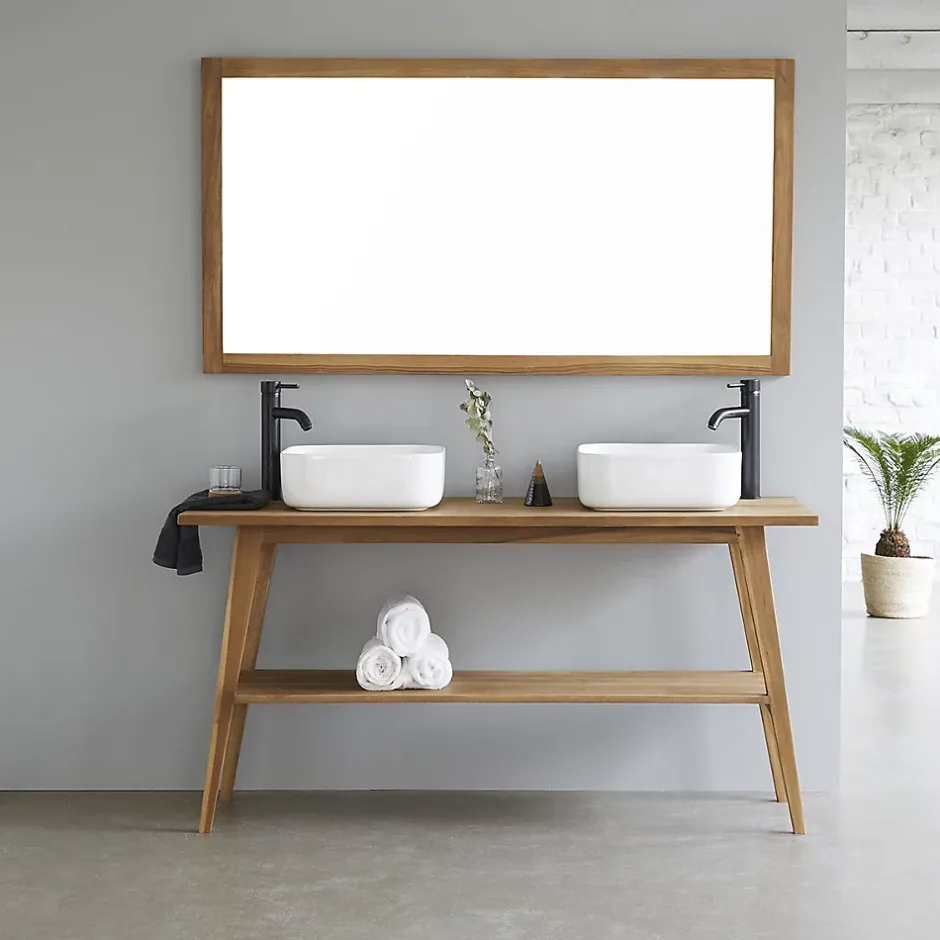 Berah Getah Miroir en teck massif 150x80 cm