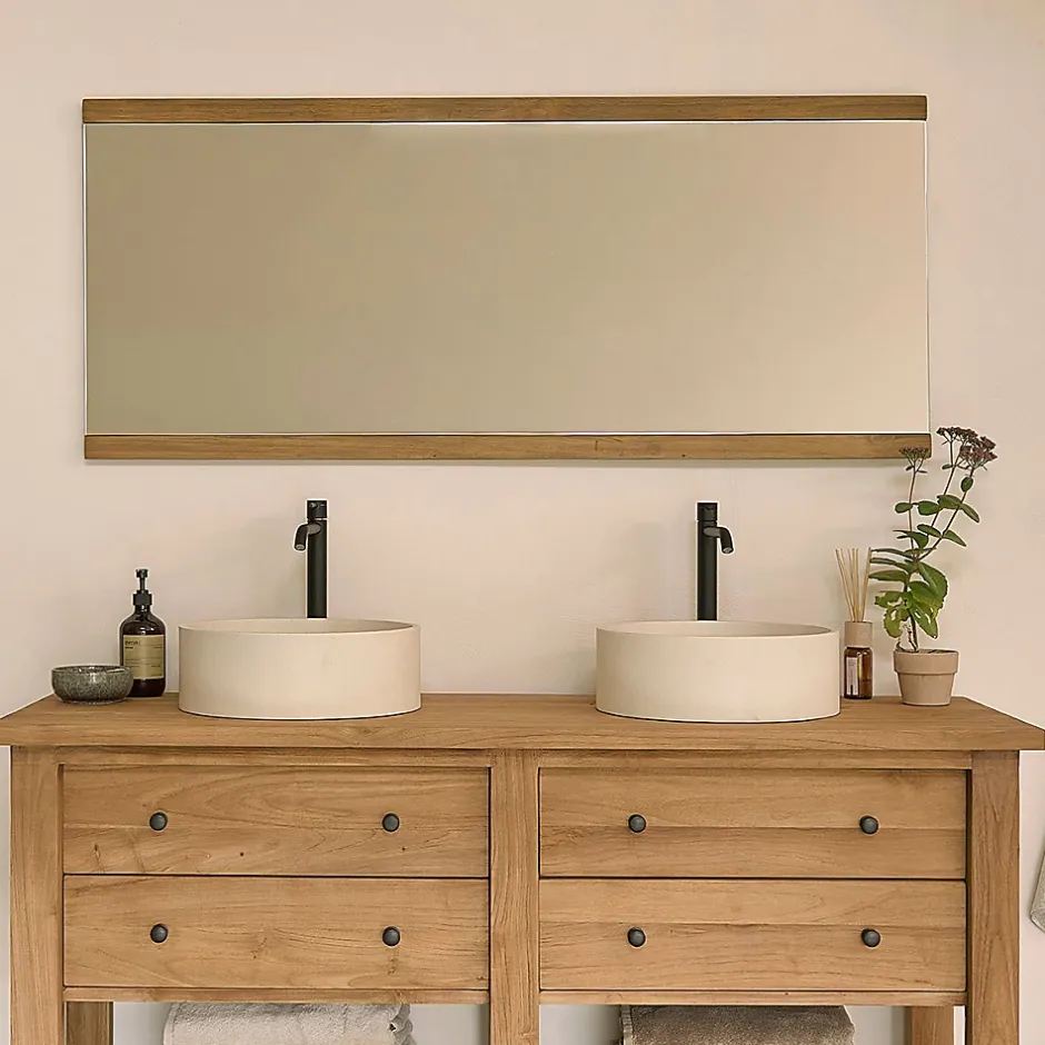 Berah Getah Miroir en teck recyclé rectangulaire 140 cm* Miroir Simple