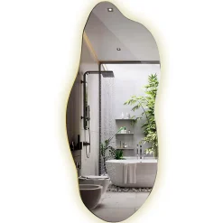 Tulup Miroir Forme Organique LED 45x100 cm Lumière Neutre Style Unique Pour Décoration Intérieure