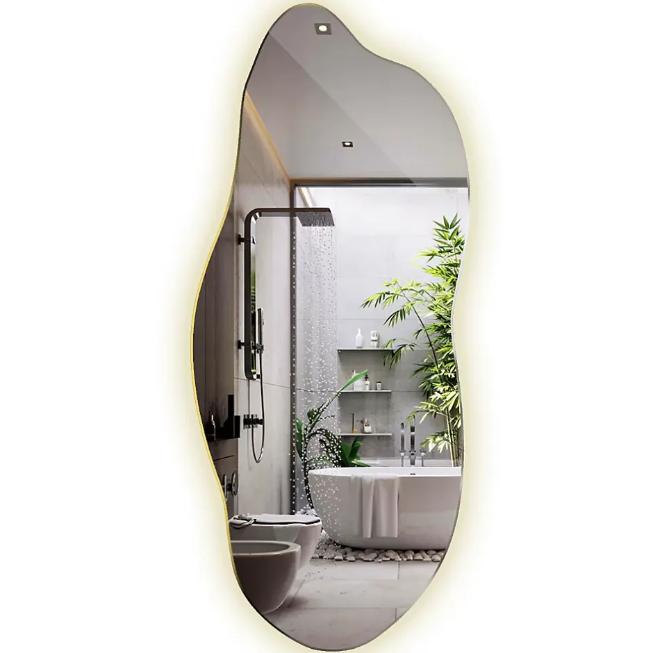 Tulup Miroir Forme Organique LED 45x100 cm Lumière Neutre Style Unique Pour Décoration Intérieure