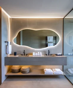 Tulup Miroir Forme Organique LED 45x100 cm Lumière Neutre Style Unique Pour Décoration Intérieure