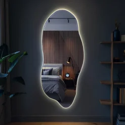 Tulup Miroir Forme Organique LED 45x100 cm Lumière Neutre Style Unique Pour Décoration Intérieure