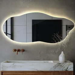 Tulup Miroir Forme Organique LED 45x100 cm Lumière Neutre Style Unique Pour Décoration Intérieure