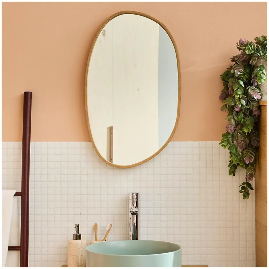 Mob-In Miroir galet réversible en chêne 40x65cm