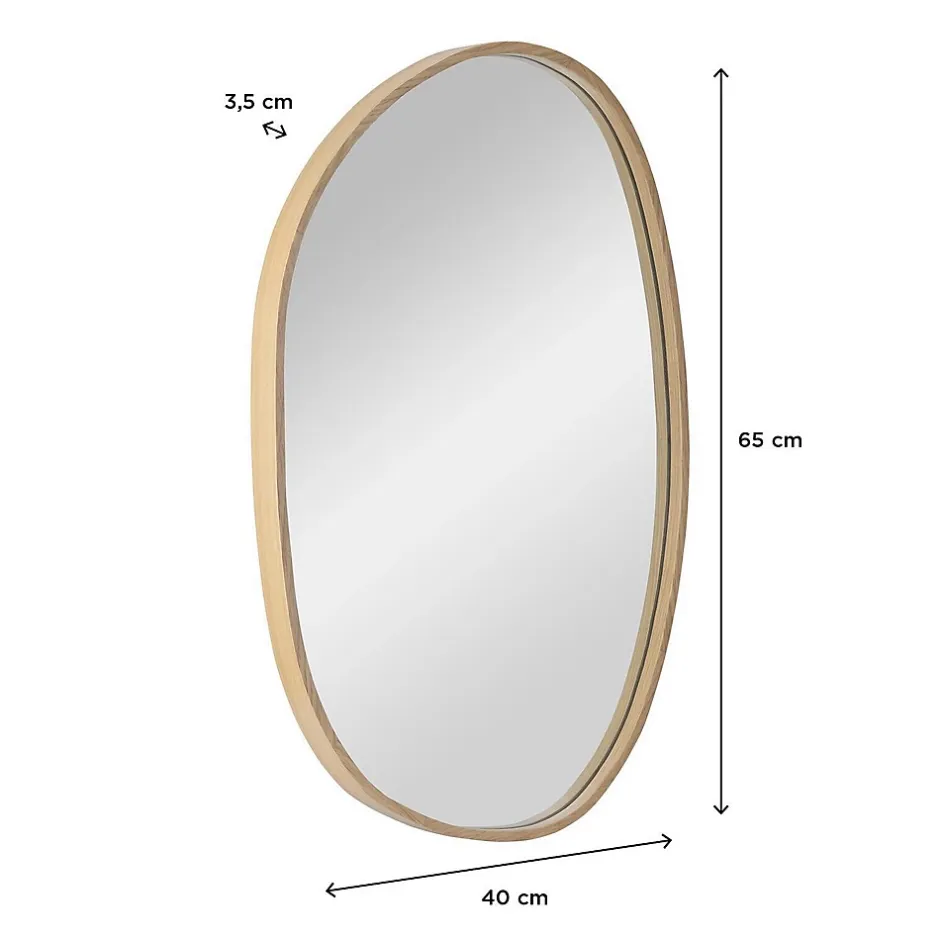 Mob-In Miroir galet réversible en chêne 40x65cm