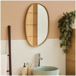 Mob-In Miroir galet réversible en chêne 40x65cm