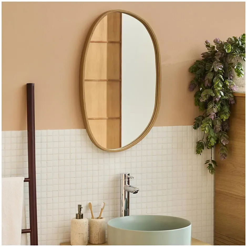 Mob-In Miroir galet réversible en chêne 40x65cm
