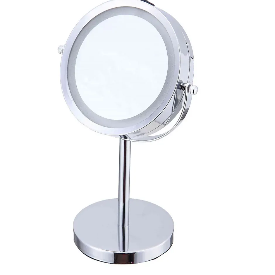 Guy Levasseur Miroir grossissant en métal inox à LED 12x12x30cm