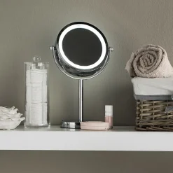Guy Levasseur Miroir grossissant en métal inox à LED 12x12x30cm