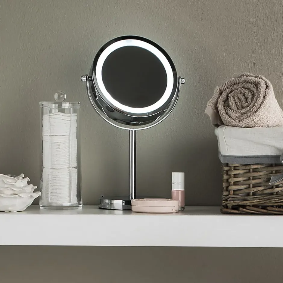 Guy Levasseur Miroir grossissant en métal inox à LED 12x12x30cm